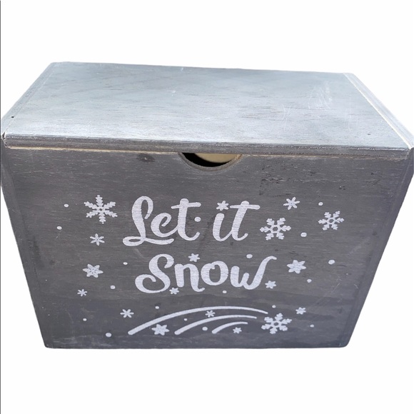 Other - Let it Snow Christmas handmade Grey wood storage box